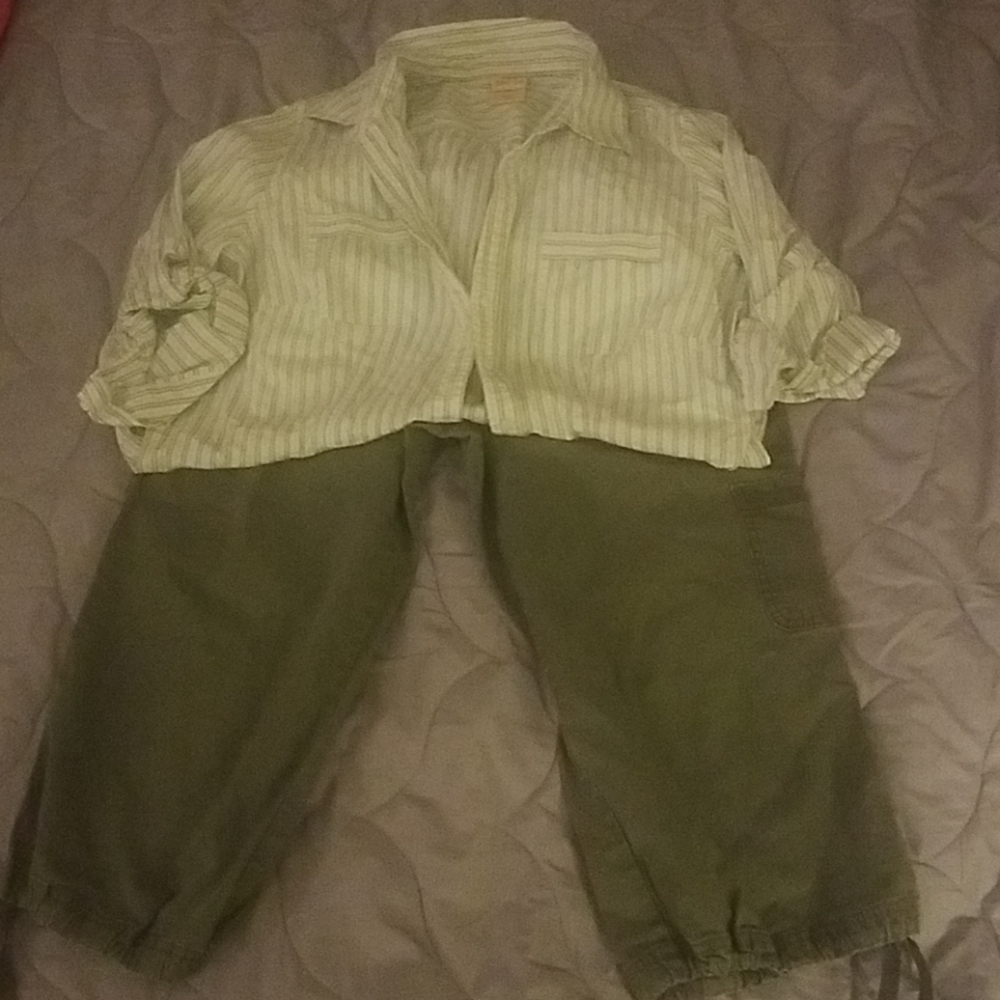 Olive green shirt and matching Dockers capris